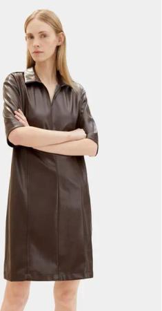 Tom Tailor Lederkleid 1039176 Braun Regular Fit
