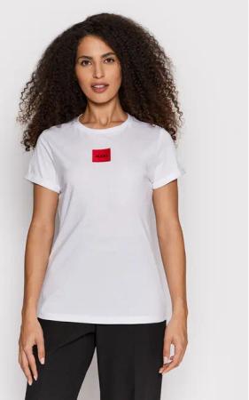 Hugo T-Shirt Logo Label 50456008 Weiß Regular Fit