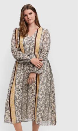 Vero Moda Curve Kleid für den Alltag Nora 10251640 Beige Loose Fit