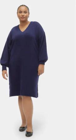 Vero Moda Curve Strickkleid 10294755 Dunkelblau Loose Fit