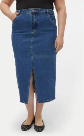 Vero Moda Curve Jeansrock Veri 10308406 Blau Regular Fit