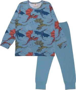 Walkiddy Schlafanzug Walkiddy Pyjama Schlafanzug Langarm Dragons Drachen Alloverprint
