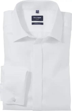 OLYMP Luxor Soirée, Hochzeitshemd, modern fit, Weiß, Umschlagmanschette, Kent, 37