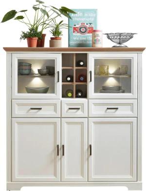 Highboard Jasmin weiß Pinie Nachbildung Eiche Artisan Nachbildung B/H/T: ca. 143x150x42 cm