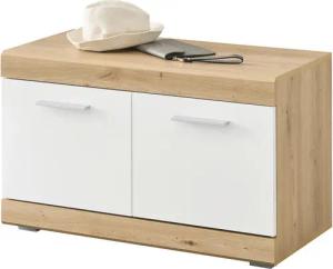 Sitzbank Nola Eiche Artisan Nachbildung weiß Hochglanz B/H/T: ca. 80x49x38 cm