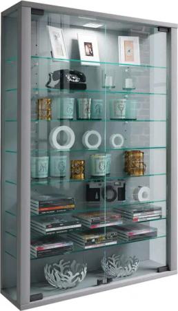 Vitrine Vitrosa Mini silber Holzwerkstoff Glas B/H/T: ca. 59x90x18 cm