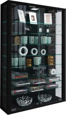 Vitrine Vitrosa Mini schwarz Holzwerkstoff Glas B/H/T: ca. 59x90x18 cm