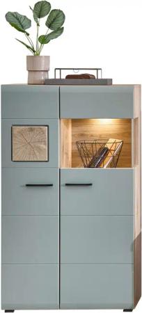 Vitrine Fun Plus 2 salbei Oak Eiche Viking Nachbildung B/H/T: ca. 80x139x37 cm
