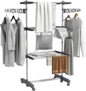 HOMCOM Wäscheständer grau Edelstahl B/H/L: ca. 55x142x152 cm
