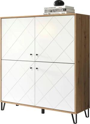 Highboard Touch Eiche Artisan Nachbildung weiß matt B/H/T: ca. 123x136x40 cm