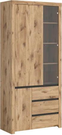 Vitrine Woody Nox Oak Nachbildung anthrazit B/H/T: ca. 90x200x37 cm