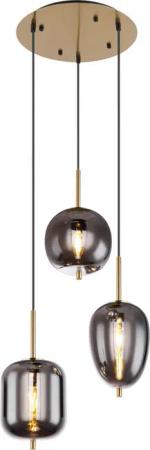 GLOBO Pendelleuchte Blacky 15345-3MM messing Metall Rauchglas H/D: ca. 120x46 cm E14 3 Brennstellen