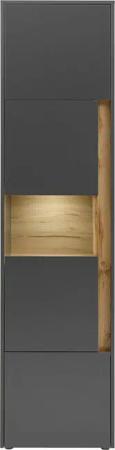 Standvitrine City Eiche Wotan Nachbildung anthrazit B/H/T: ca. 50x197x40 cm