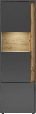 Standvitrine City Eiche Wotan Nachbildung anthrazit B/H/T: ca. 50x155x40 cm