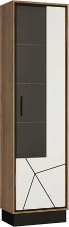 Standvitrine Brolo Eiche Cartania Nachbildung weiß Hochglanz schwarz B/H/T: ca. 57x209x37 cm