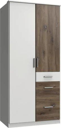 Kleiderschrank Joker weiß Eiche Flagstaff Nachbildung B/H/T: ca. 90x199x58 cm