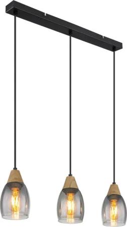 GLOBO Pendelleuchte schwarz dunkelbraun Metall B/H/T: ca. 10x120x55 cm E27 3 Brennstellen