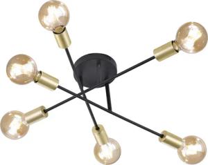 TRIO Deckenleuchte 606700632 mattschwarz Metall H/D: ca. 19x57 cm E27 6 Brennstellen