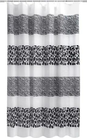 Duschvorhang weiß schwarz Kunststoff B/L: ca. 180x200 cm