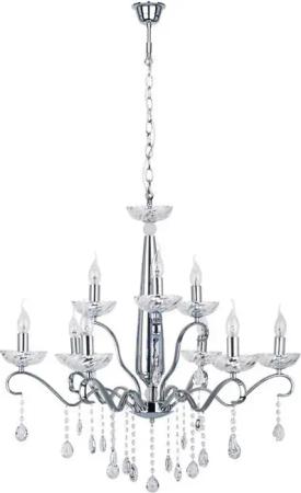 SPOT Light Pendelleuchte Chrom transparent Metall Glas D: ca. 810 cm E14 8 Brennstellen