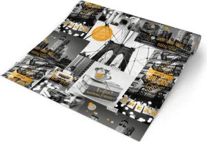Papiertapete New York grau schwarz gelb B/L: ca. 53x1005 cm
