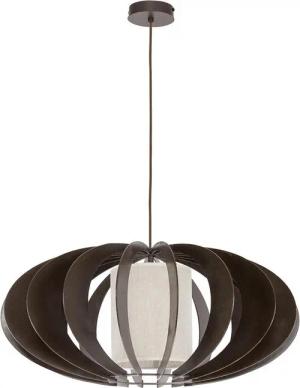 SPOT Light Pendelleuchte 1030151 dunkelbraun weiß Holz Stoff D: ca. 60 cm E27 1 Brennstellen