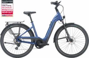 Pegasus Strong Evo 10 Lite (625 Wh), 10 Gang Kettenschaltung, Damenfahrrad, Wave, Modell 2024, 28 Zoll 55 cm steel blue