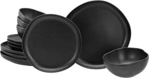 CreaTable Tafelservice Natura Organic schwarz Steinzeug 12 tlg.