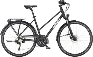 KTM VENETO DISC, 30 Gang Kettenschaltung, Damenfahrrad, Trapez, Modell 2024, 28 Zoll 56 cm black matt (white+orange)