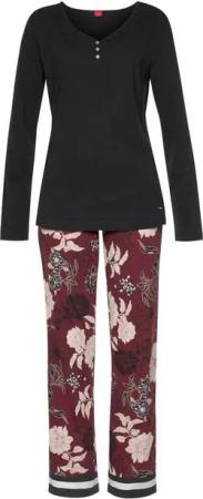 s.Oliver Pyjama (2 tlg) im Blumen-Dessin mit Streifen-Details