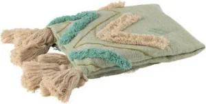 J-line  Wirfdecken PLAID ZIGZAG CARRE COT BLEU (130x160x130cm)