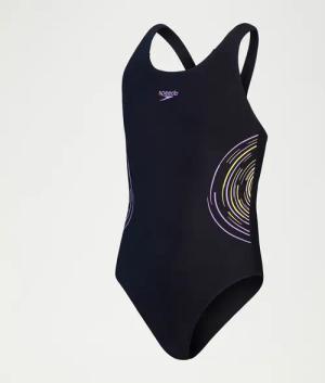 Placmement Muscleback-Badeanzug für Mädchen Schwarz/Violett