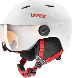 uvex Junior Visor Pro Kinderskihelm (54-56 cm, 13 white/red mat)