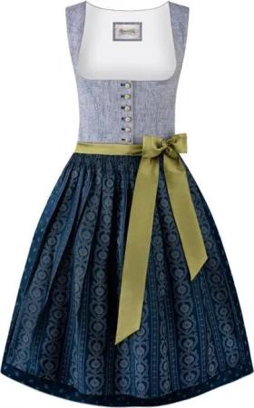 Dirndl Eleen (dunkelblau, Gr. 46) von Stockerpoint Heimatgwand für Damen, Midi Dirndl 60-65 cm, 50% Baumwolle, 45% Leinen, 5% Polyester