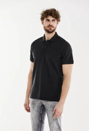 Street One MEN Männer Piquée Poloshirt in Schwarz, Gr: 3XL