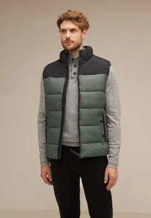 Street One MEN Männer Pufferweste im Materialmix in Grün, Gr: 3XL