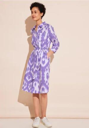 Street One Frauen Leinenkleid mit Print in Lila, Gr: 46