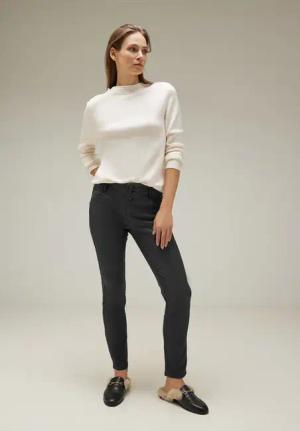 Street One Frauen Coating Slim Fit Hose in Schwarz, Gr: 46