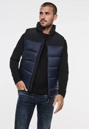 Street One MEN Männer Pufferweste im Materialmix in Blau, Gr: 3XL