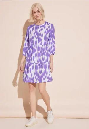 Street One Frauen Leinen Kleid mit Print in Lila, Gr: 44
