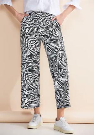Street One Frauen Loose Fit Printhose in Schwarz, Gr: 34