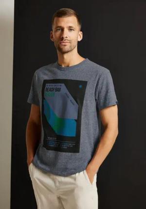 Street One MEN Männer T-Shirt mit Frontprint in Grau, Gr: XL