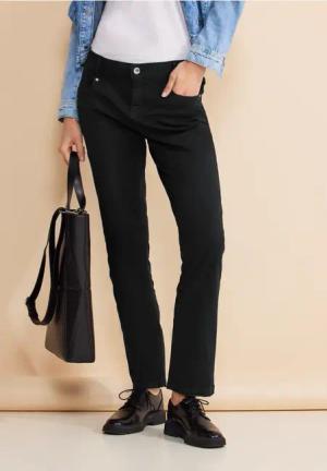 Street One Frauen Casual Fit Twill Hose in Schwarz, Gr: 32