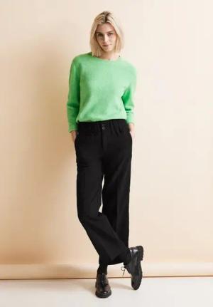 Street One Frauen Loose Fit Twill Hose in Schwarz, Gr: 36