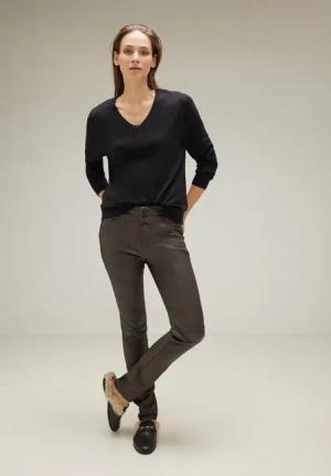 Street One Frauen Coating Slim Fit Hose in Braun, Gr: 32