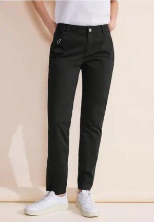 Street One Frauen Casual Fit Hose in Schwarz, Gr: 34