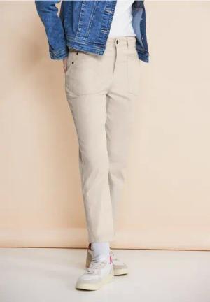 Street One Frauen Casual Fit Cargohose in Beige, Gr: 36