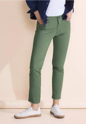 Street One Frauen Casual Fit Twill Hose in Grün, Gr: 34