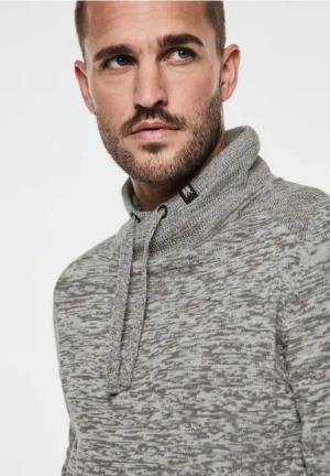 Street One MEN Männer Mouliné Pullover in Grau, Gr: XXL