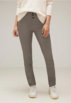 Street One Frauen Coating Slim Fit Hose in Braun, Gr: 32